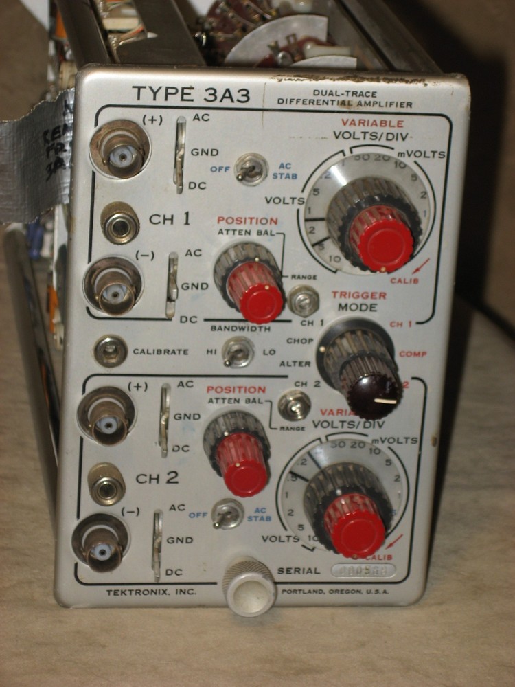 Tektronix Type 3A3 Plug In, differential dual trace plug-in, untested