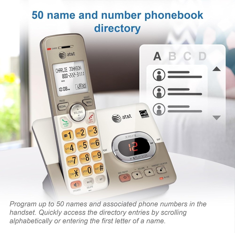 EL52313 3-Handset Cordless Phone with Answering System & Extra-large Backlit ...