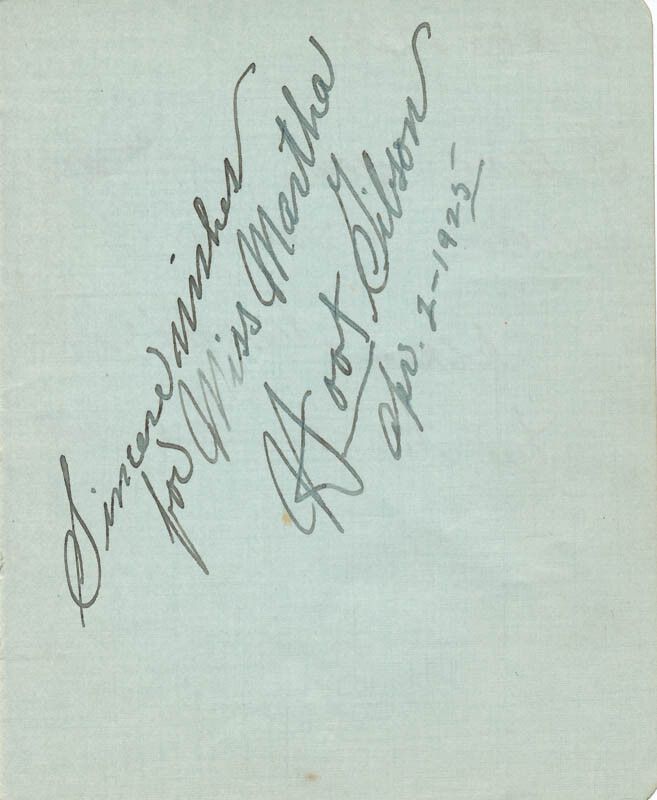 HOOT (EDMUND) GIBSON - AUTOGRAPH NOTE SIGNED 04/02/1925