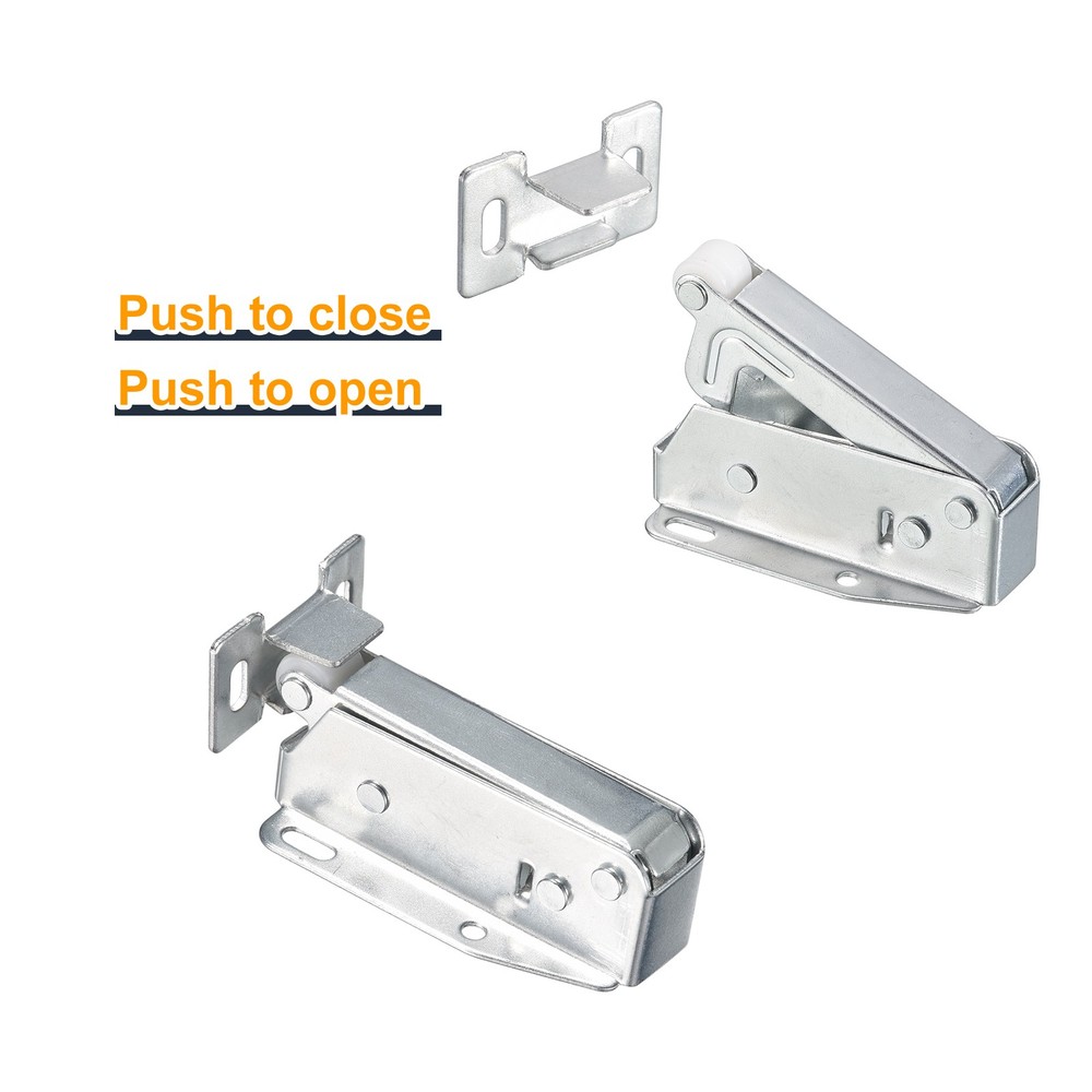 2 Set Automatic Spring Loaded Push to Open Door Catch Touch Lock 58mm Silver