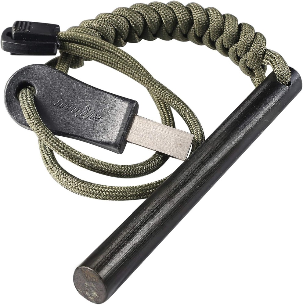 4 Inch Ferro Rod Fire Starter with Striker Paracord Handle
