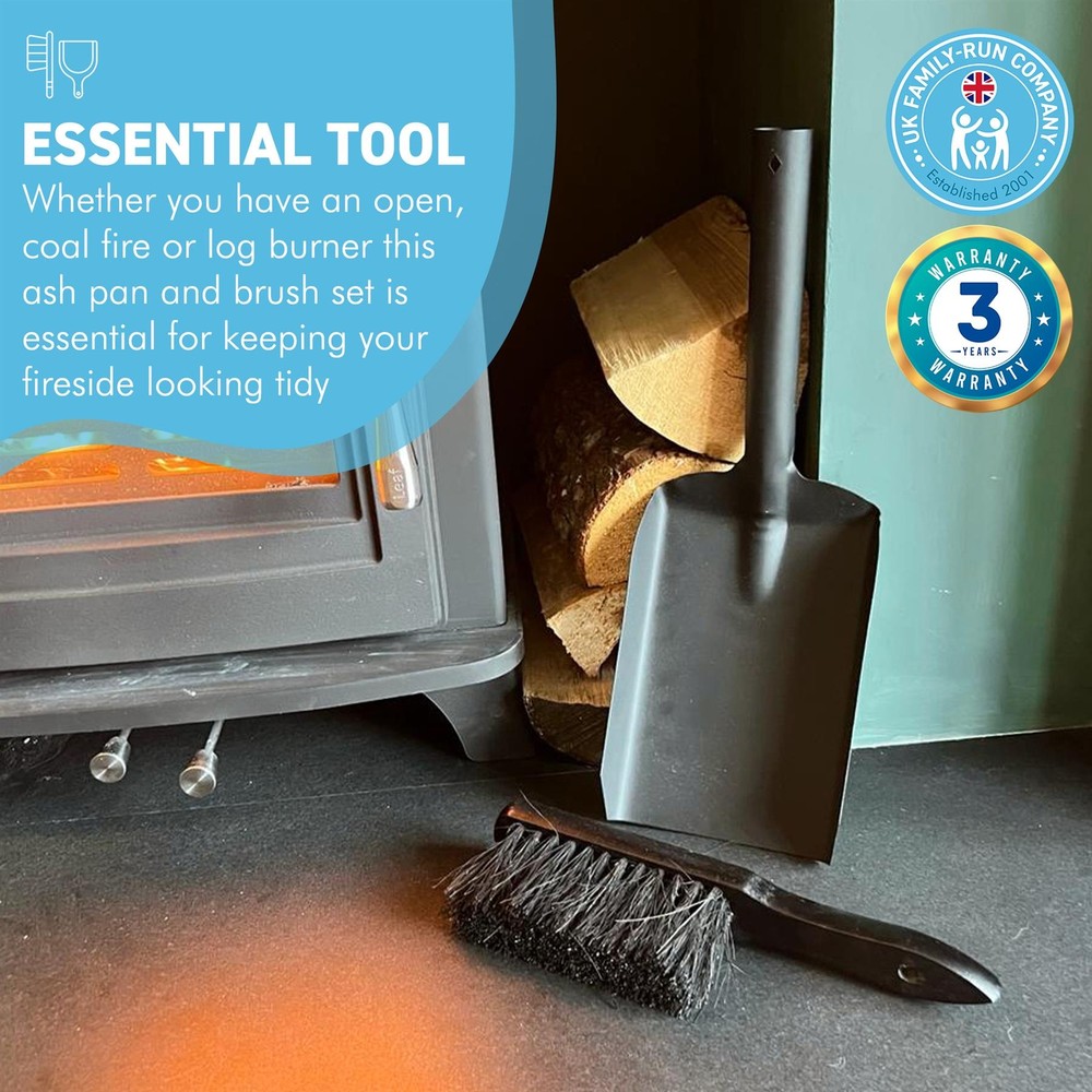Fireside brush and ash shovel set