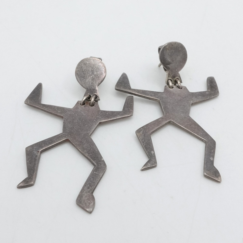 Sterling Silver Tribal Dancing Dangle Earrings 2"