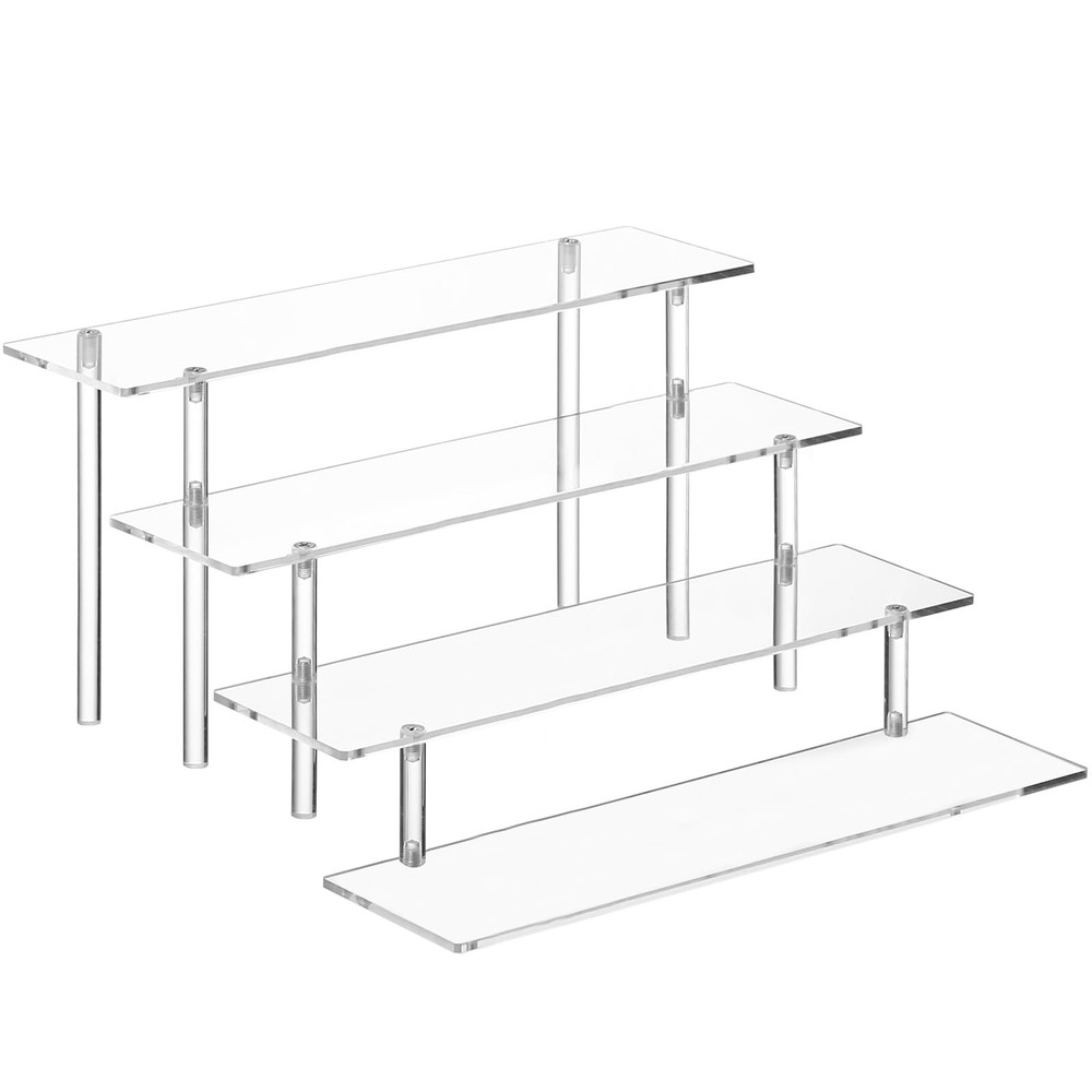 4 Tier Acrylic Perfume Organizer Stand, Clear Display Risers for Perfume, Colo