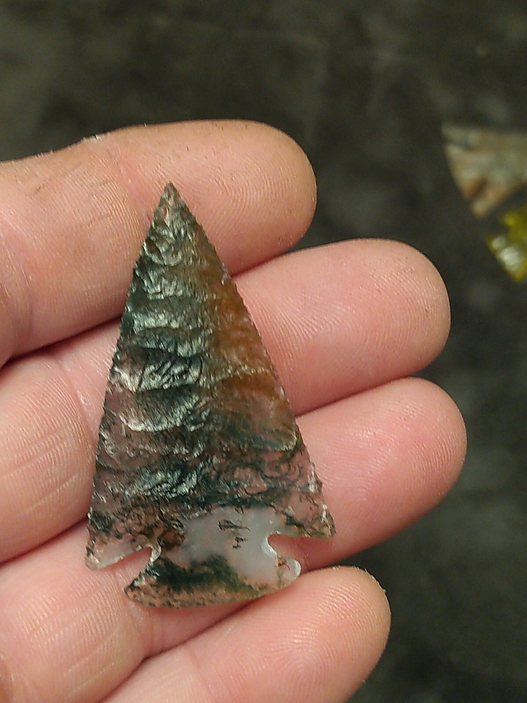 Corner Notch Moss Agate 2 1/8" x 1 1/4"