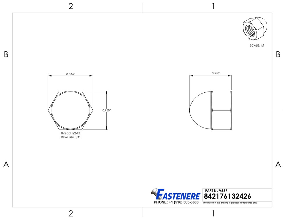 1/2-13 Hex Cap Nuts Solid Brass Grade 360 Commercial Plain Finish Quantity 250