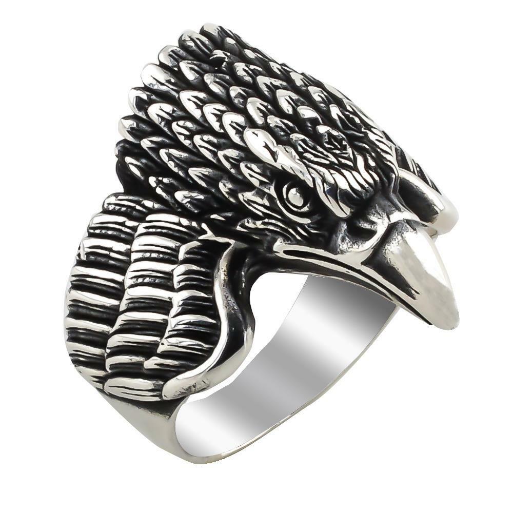 Solid 925 Sterling Silver Eagle Design Men's Ring