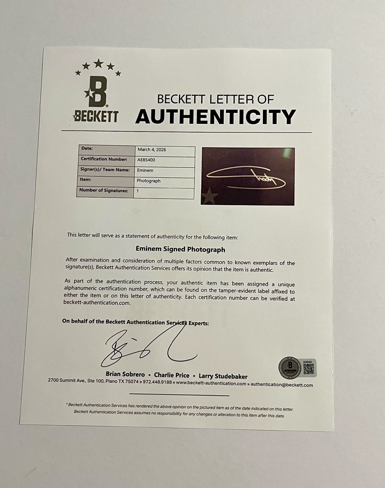 2020 Eminem Autograph Music To Be Murdered By Auto ONLY 100 Signed Beckett COA