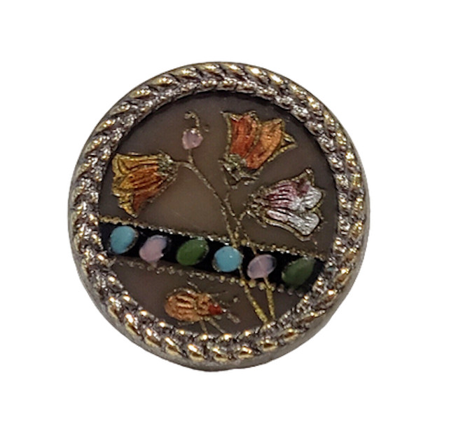 Antique Button Small Rare Victorian Celluloid with TINY INSECT