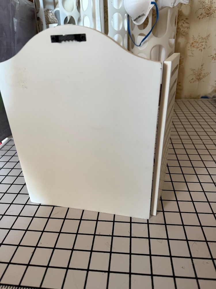Mini white standing or hanging 3-panel folding chalkboard with hinged shutters