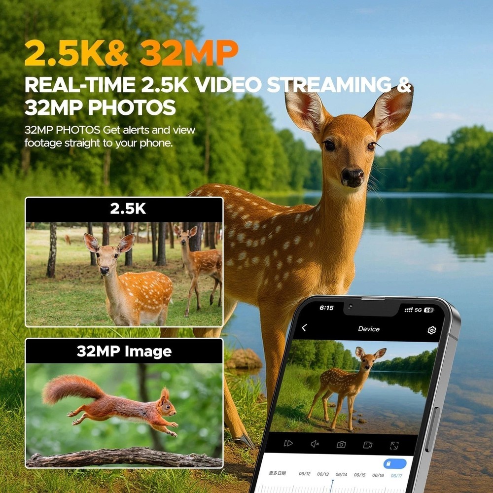 Solar Trail Camera 4G LTE Cellular Security Camera with SIM Card Live Streaming✅