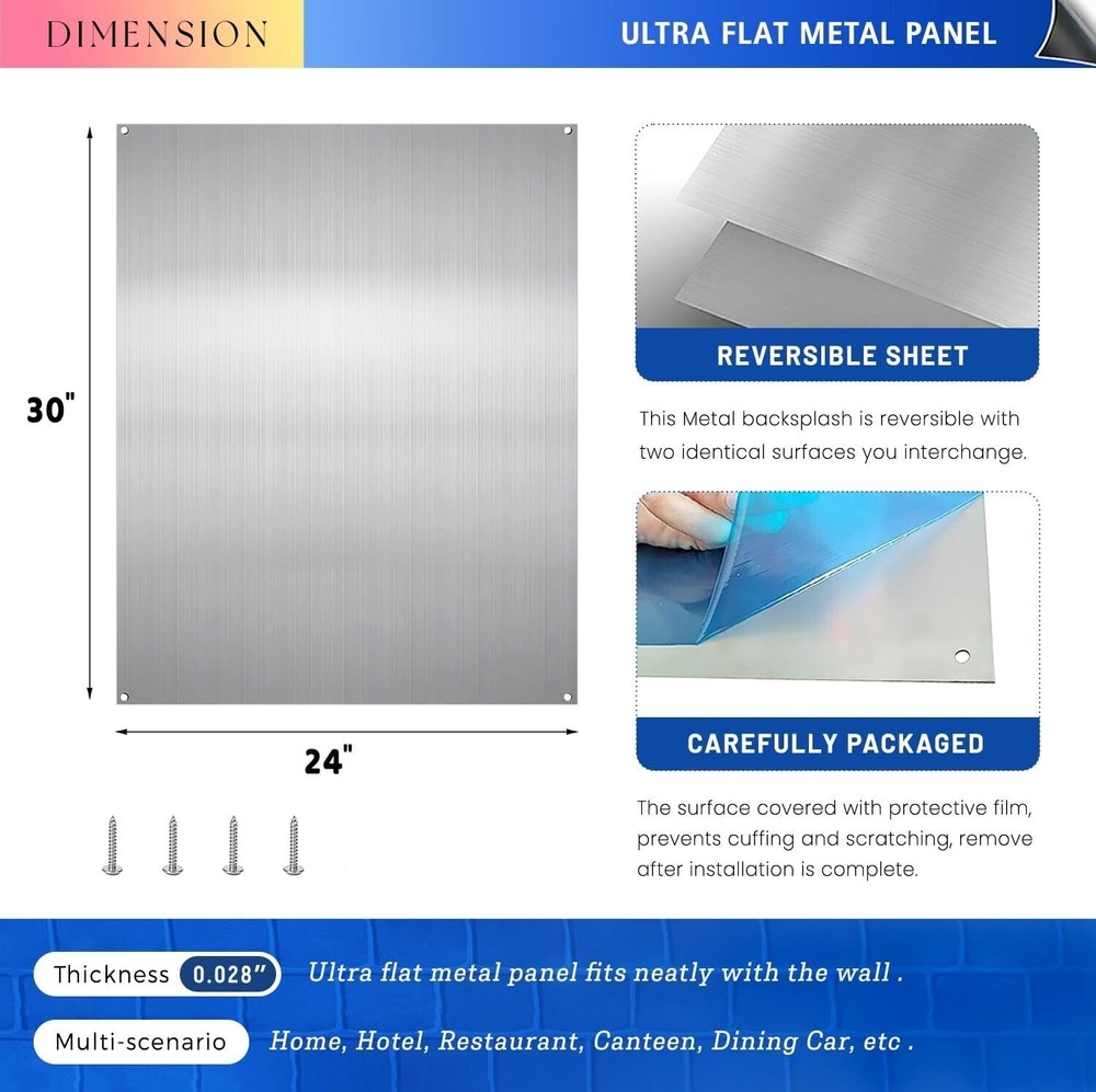 Kitchen Backsplash Stainless Steel Stove Back Wall Protector Panel Guard Board