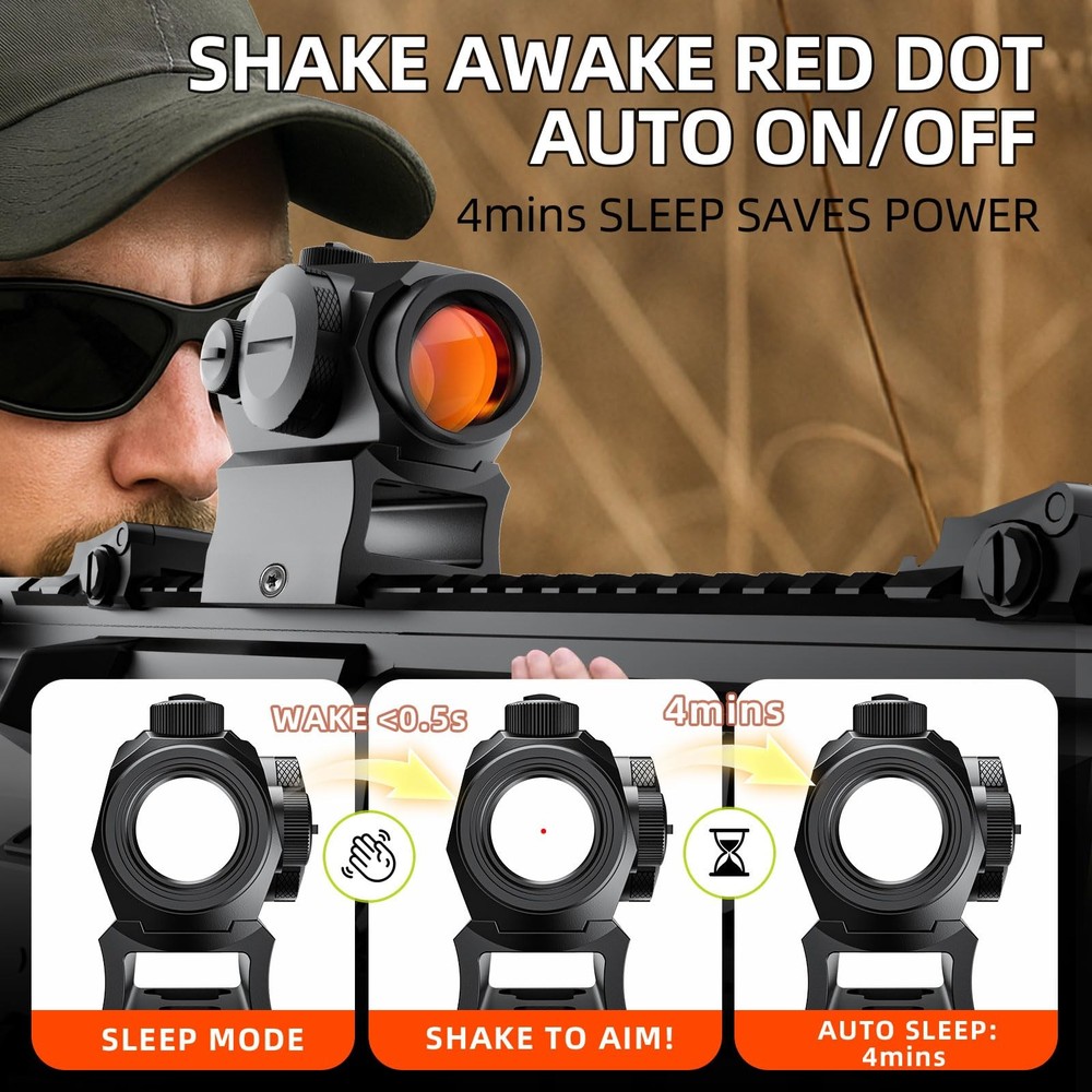 Motion Awake 2MOA Red Dot Sight, 11 Brightness Settings, IPX7 Black