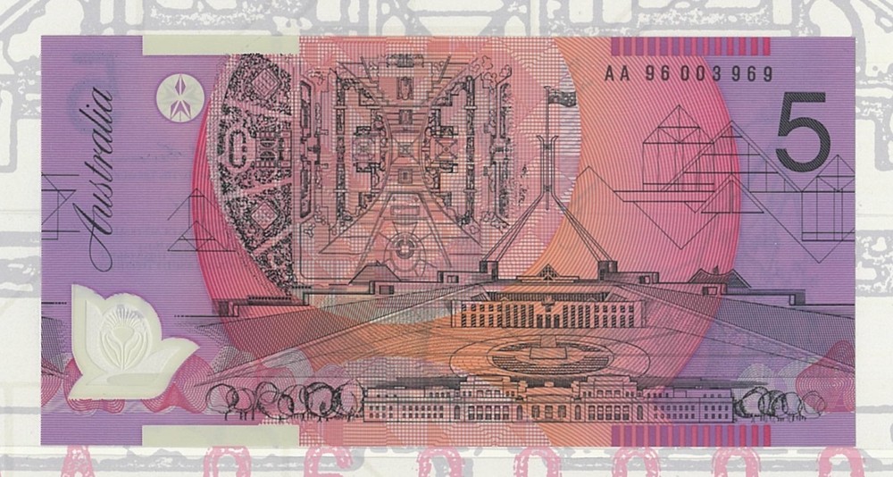 1996 Australia 1st $5 Folder AA96 003969 Last Fraser Evans Polymer Year of issue