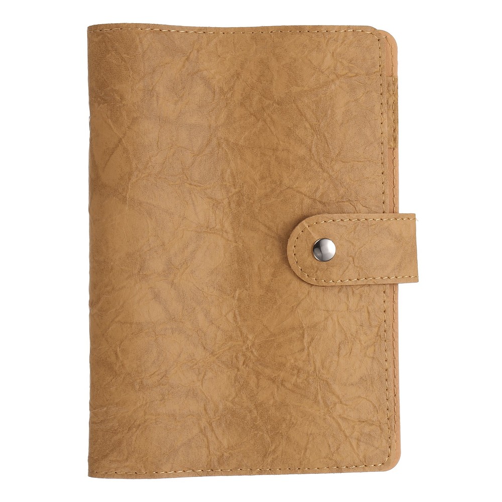 A6 Textured PU Leather Binder Protector, 6 Ring Waterproof Binder Cover, Brown