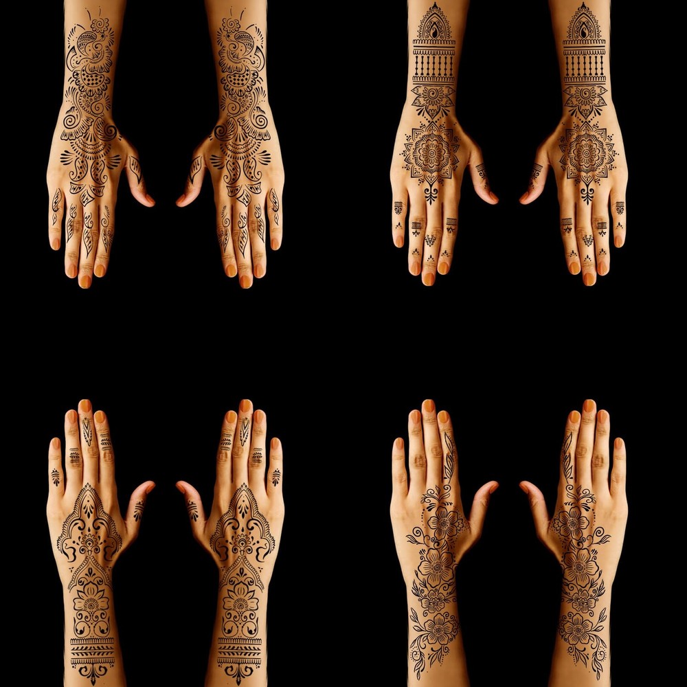 Henna Tattoo Stencil Kit,12 Sheets Stickers for Large, multicolor