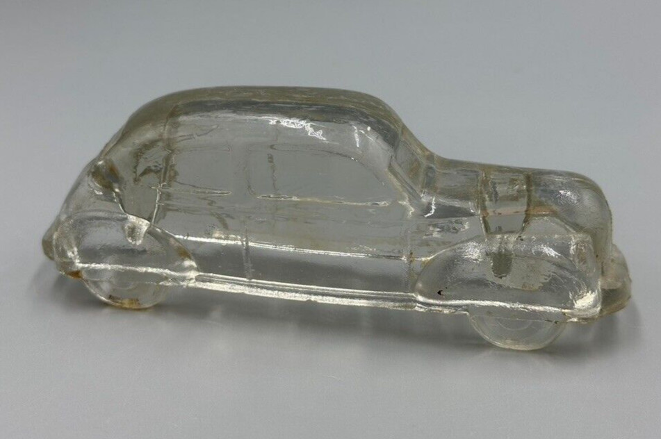 1940s Automobile STREAMLINED CAR Glass CANDY CONTAINER Vintage E&A 34