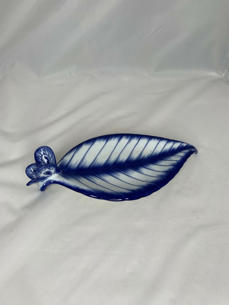 bombay co candy nut serving dish spoon rest leaf design butterfly handle