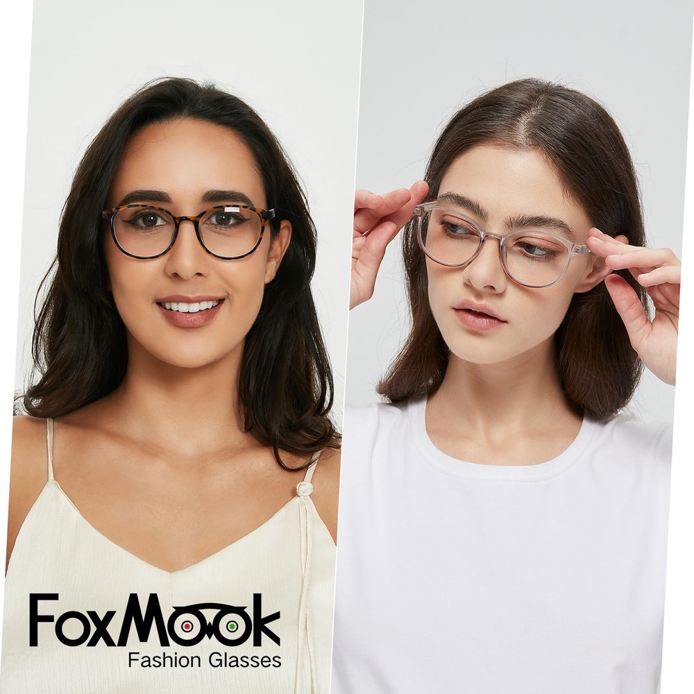 FoxMook 2-Pack Blue Light Blocking Glasses Standard, C2, Black Transparent