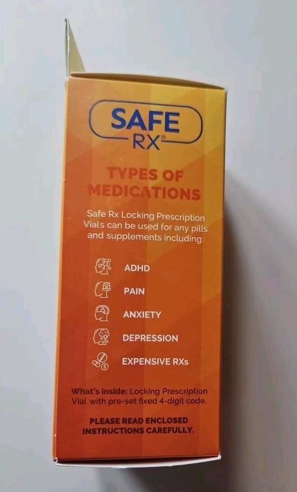 Safe RX Locking Pill Bottle (Blue) with Combination Lock