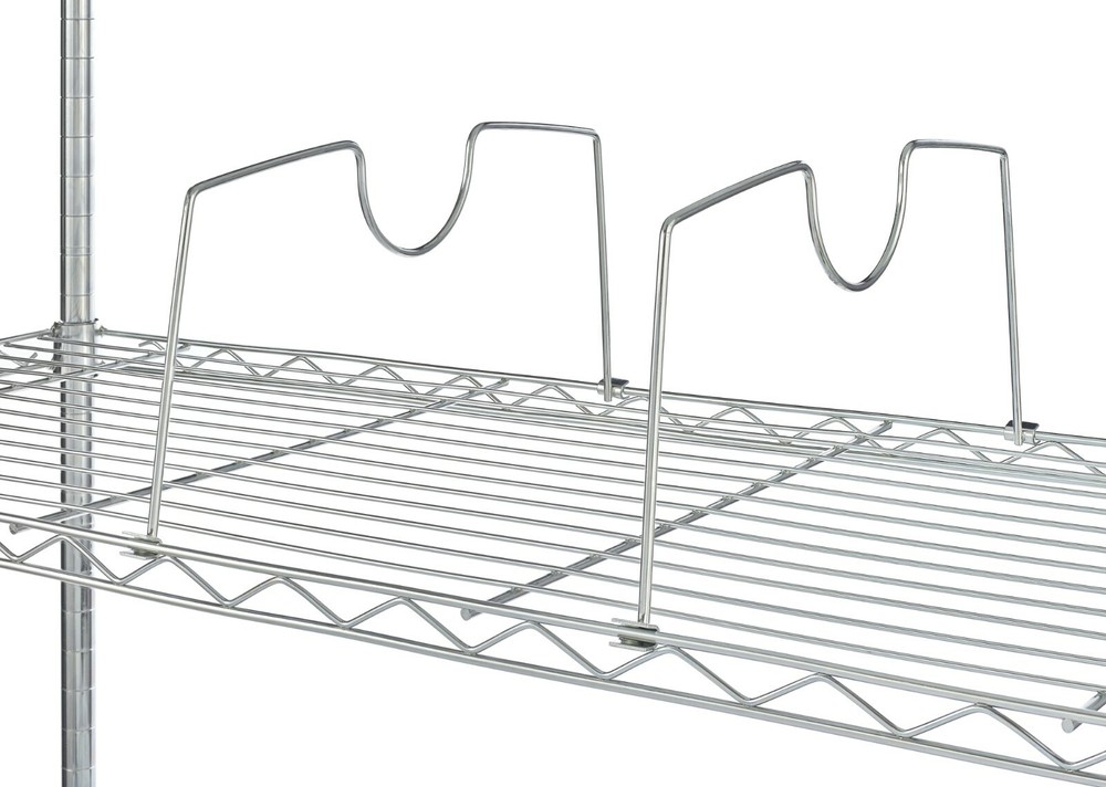 Wire Shelf Divider, Fits On 14" Deep Wire Shelf, Chrome Color, 4-PACK