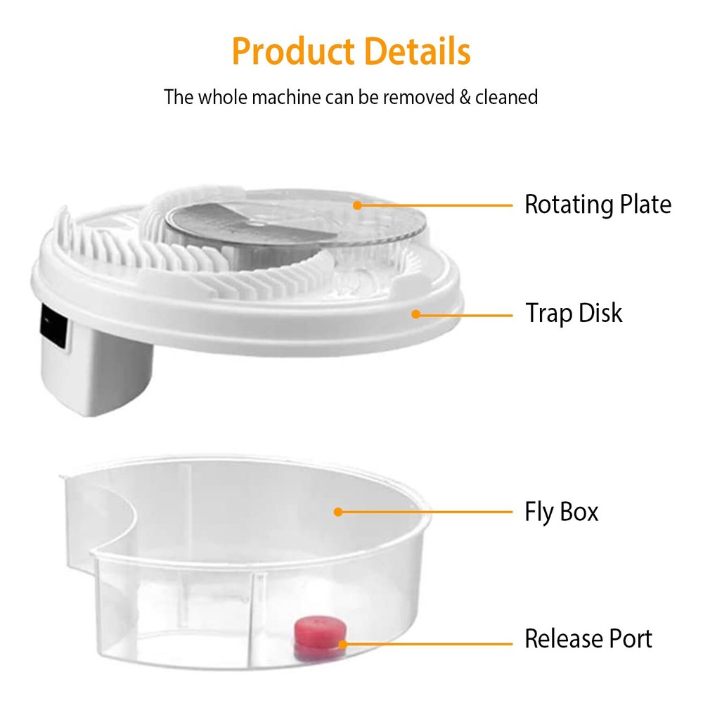 USB Electric Fly Trap Auto-Rotating - Silent Fly Catcher Home/Kitchen/Restaurant