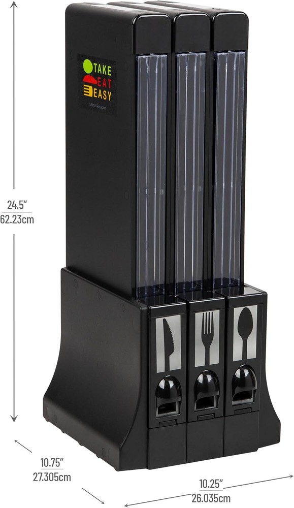 Mind Reader Utensil Plastic Fork Spoon Dispenser Silverware Organizer, Black
