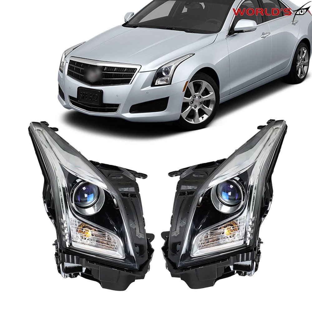 For Cadillac ATS 2013-2018 Headlights Halogen Assembly Projector Left+Right Side