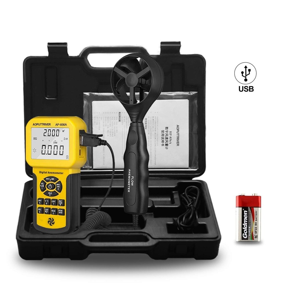 Pro Anemometer Handheld CFM Meter Wind Speed Meter with USB Data Export to PC...