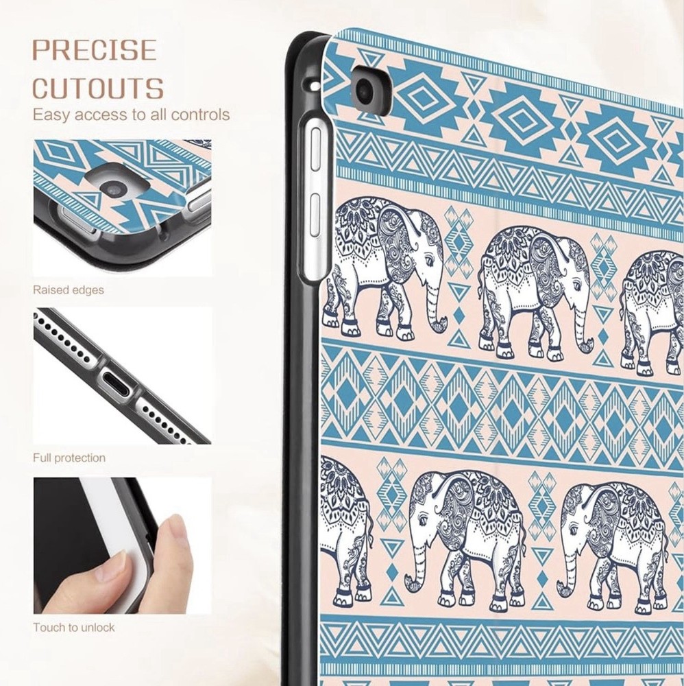 Apple iPad Air 2 Case 5th & 6th Cases 9.7 inch Elephants Boho