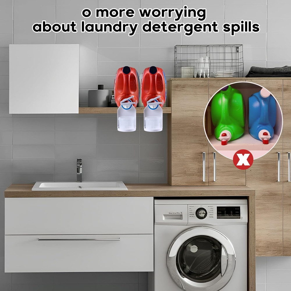 2 Pack Laundry Detergent Dispenser Cup Holder, Nozzle Button Upgrade，Easily No M