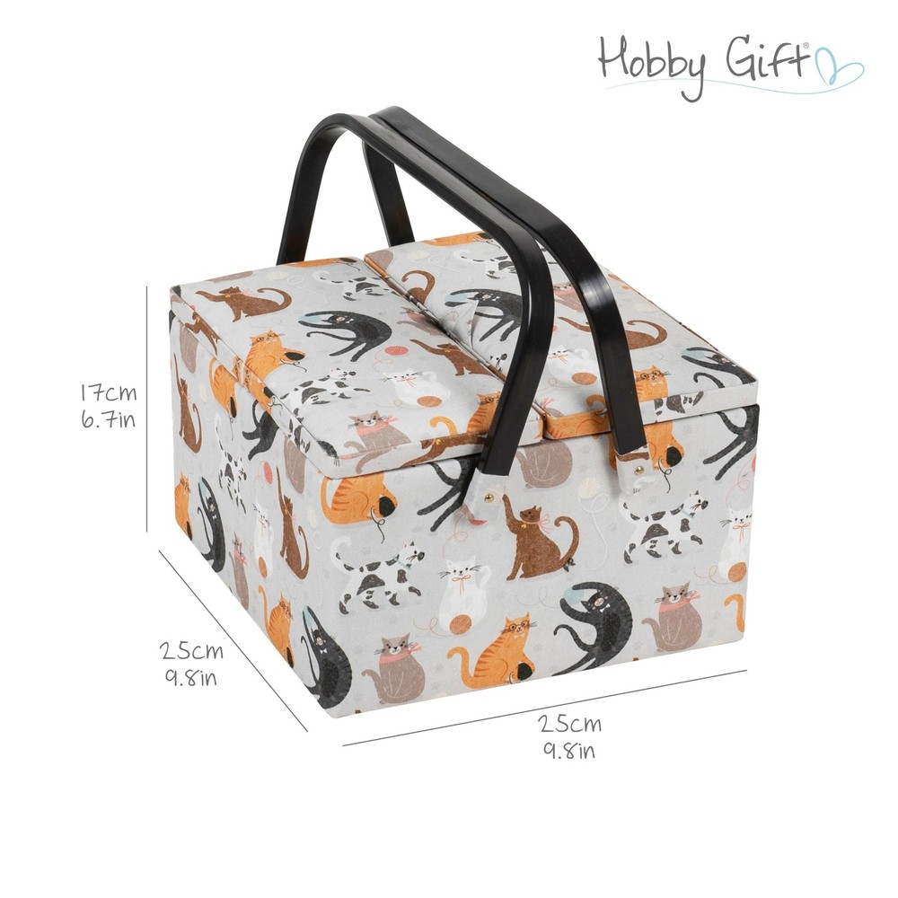 Large Twin Lid Sewing Box Craft Storage Box with Handle Internal Tray Pin Cus...