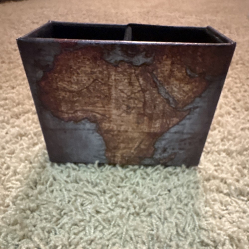 Vintage Map Pattern Rectangular Wood Decorative Storage Box