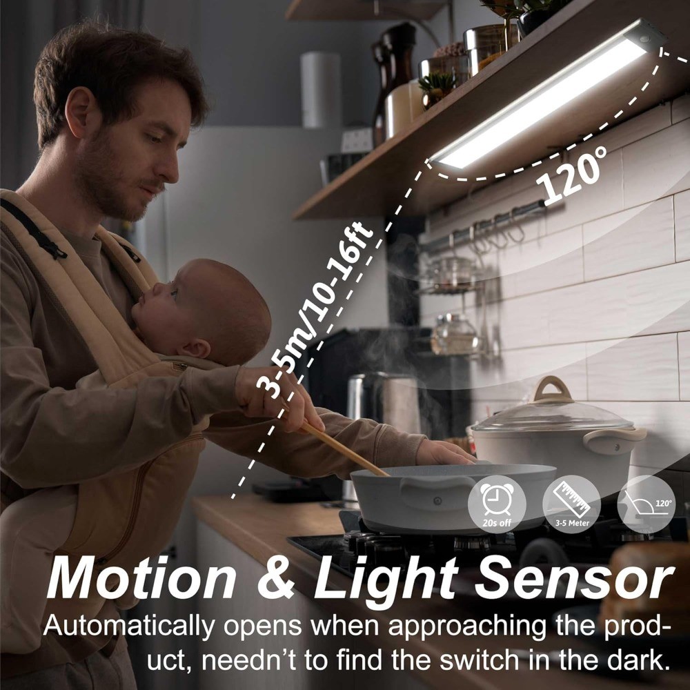 2 Pack Under Cabinet Lighting,54 LED Motion Sensor Light Indoor,2500mah