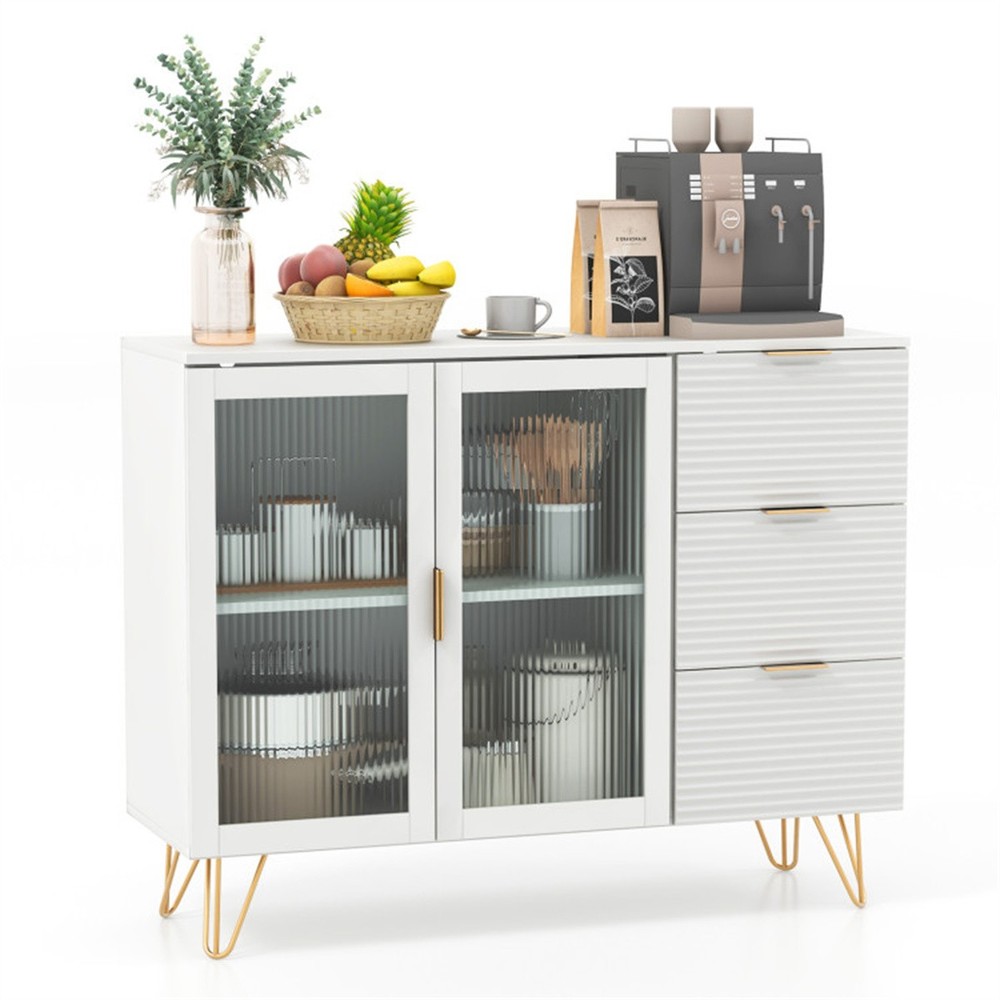 Versatile Sideboard Storage Cabinet Cupboard Bar Cabinet Buffet with 3 Drawers