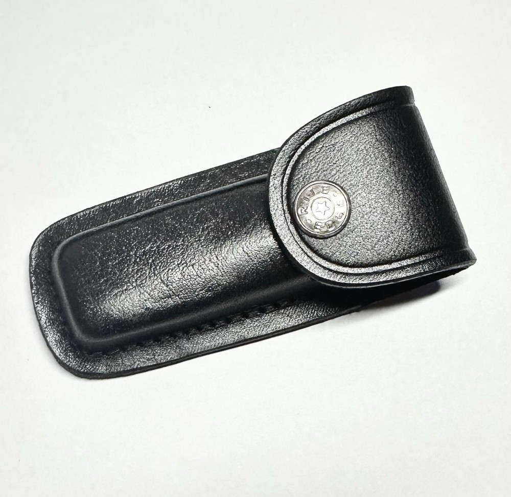 FOLDING POCKET KNIFE SHEATH | 4" Black Genuine Leather Belt Loop Case