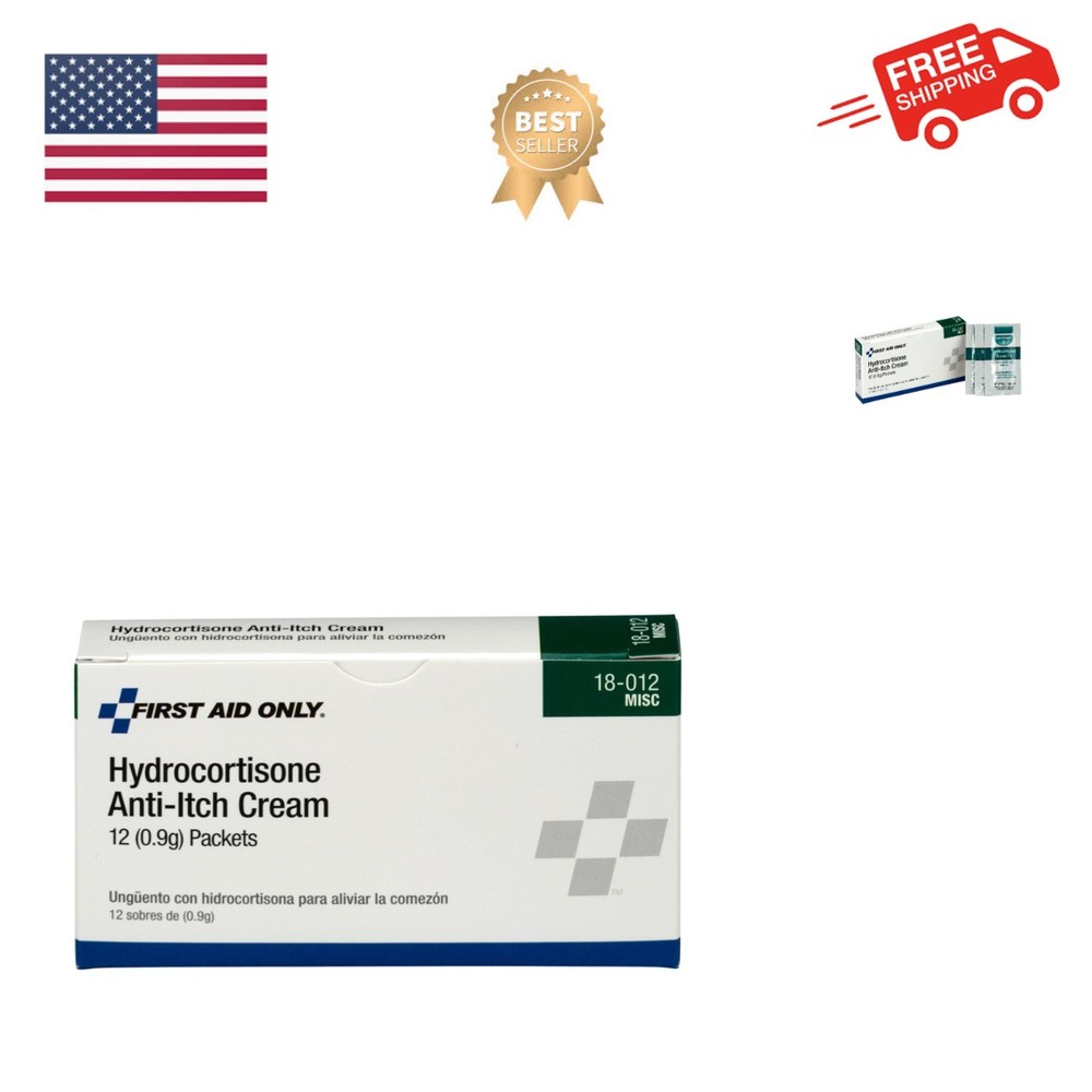 First Aid Only 18-012 Hydrocortisone Cream Packets, 12 Count