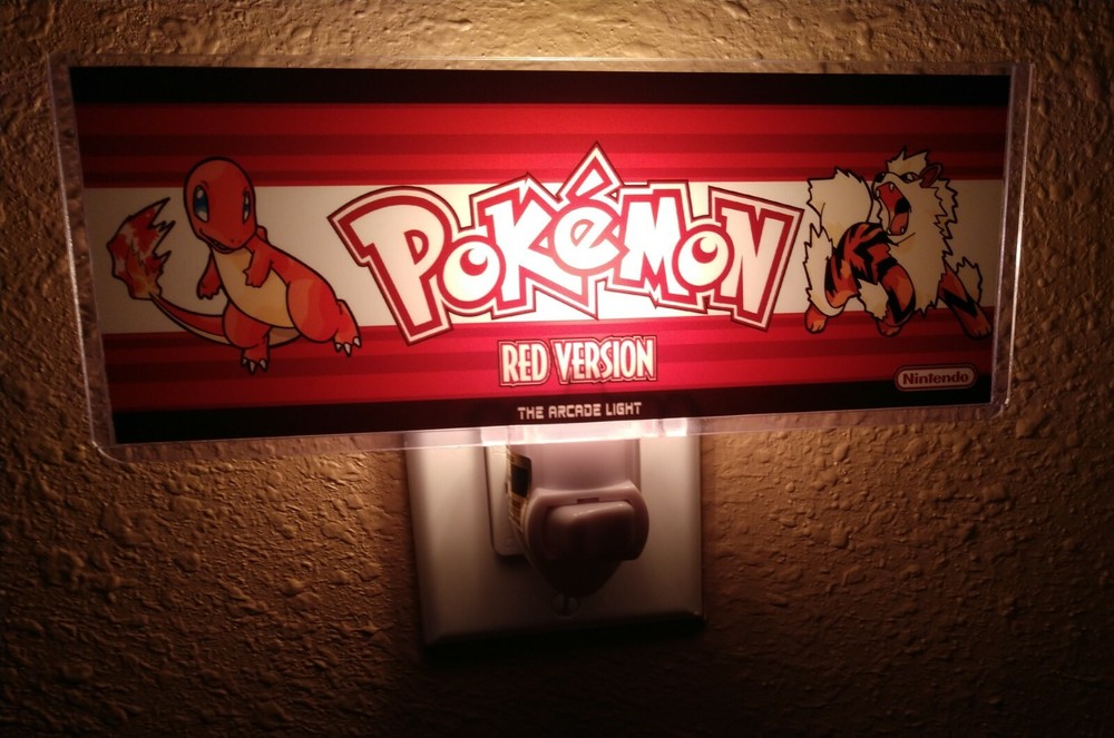 Custom Pokemon Blue Red & Green Arcade Marquee Night Light Set
