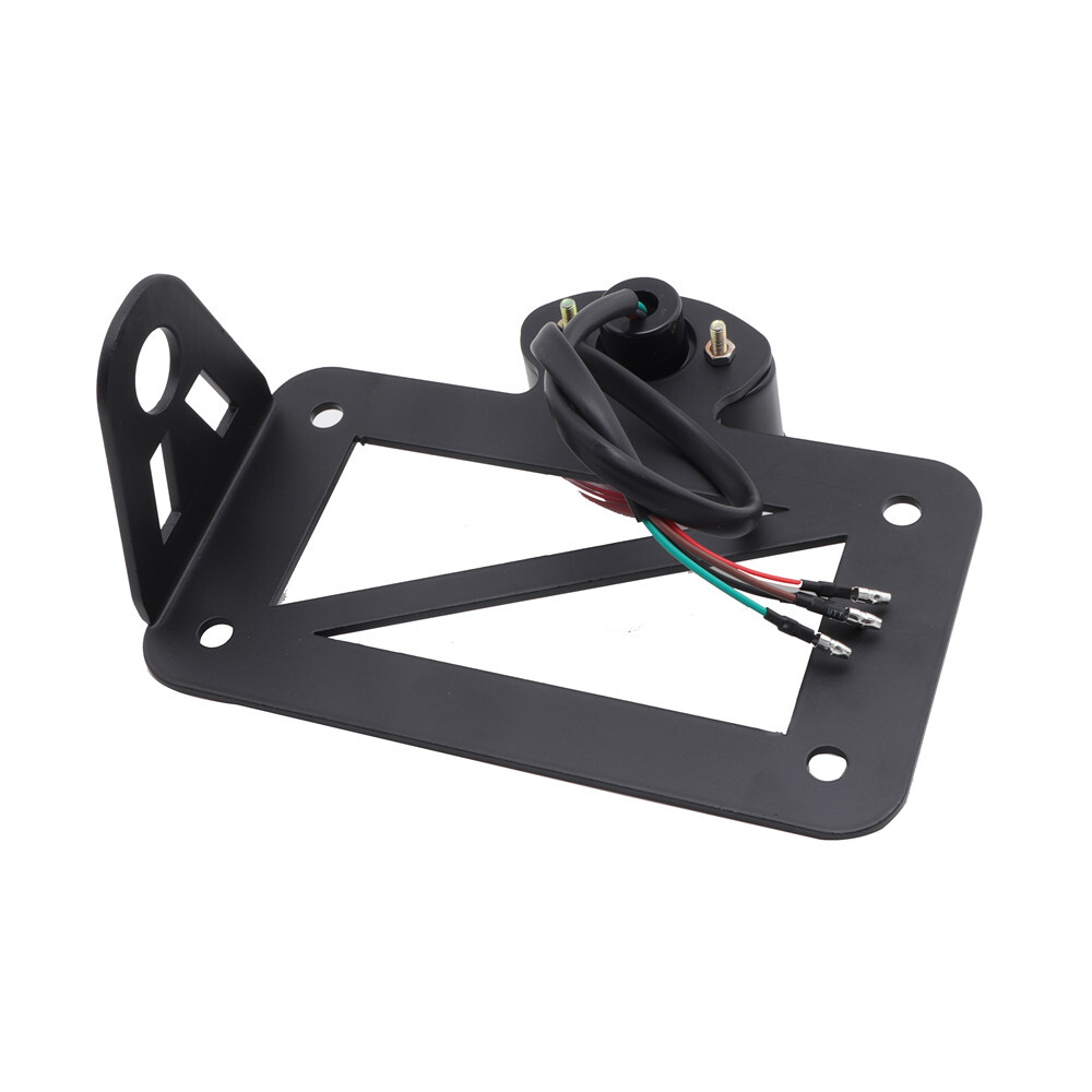 Black Left Side Mount LED Tail Light License Plate Bracket For Harley Bobber