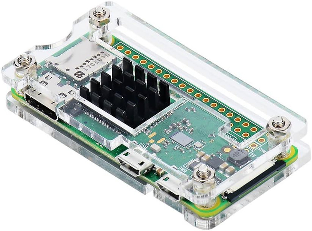 Raspberry Pi Zero Case, Case for Raspberry Pi Zero 2 W, with Heatsink, HDMI Adap