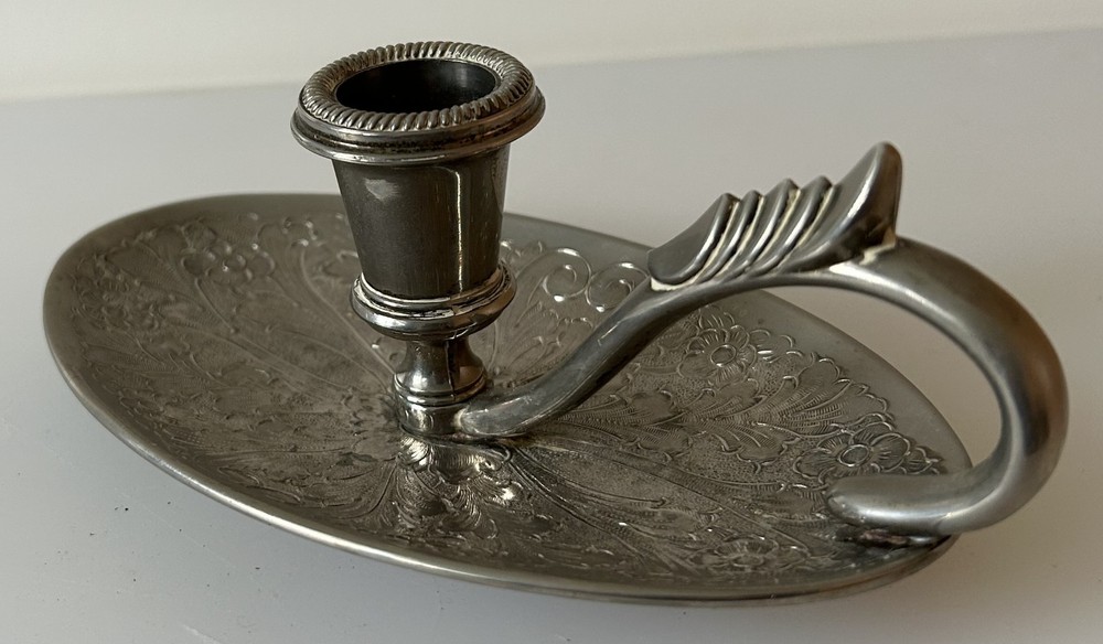 Vintage Seba Ornate Silver Plated Candle Holder Candlestick with Handle