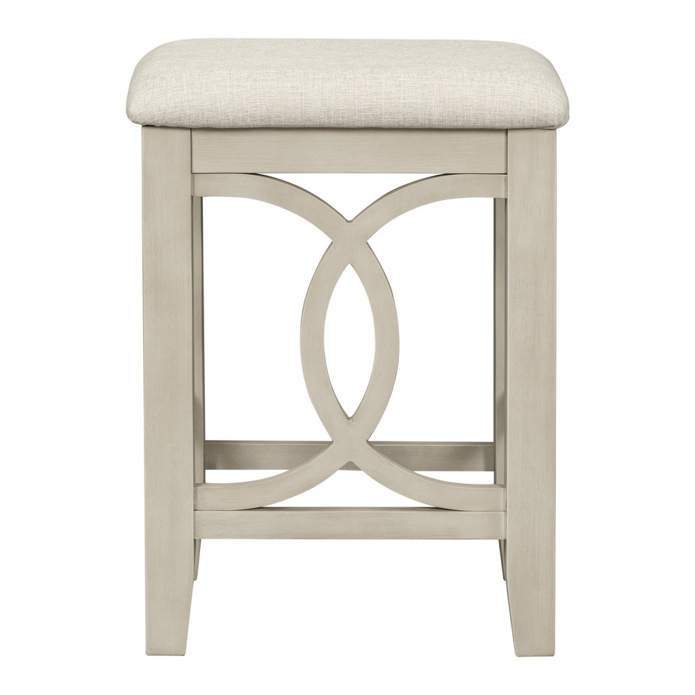 Rustic 3 Piece Counter Height Table Set Small Spaces w/ 2 Bar Stools & USB Port