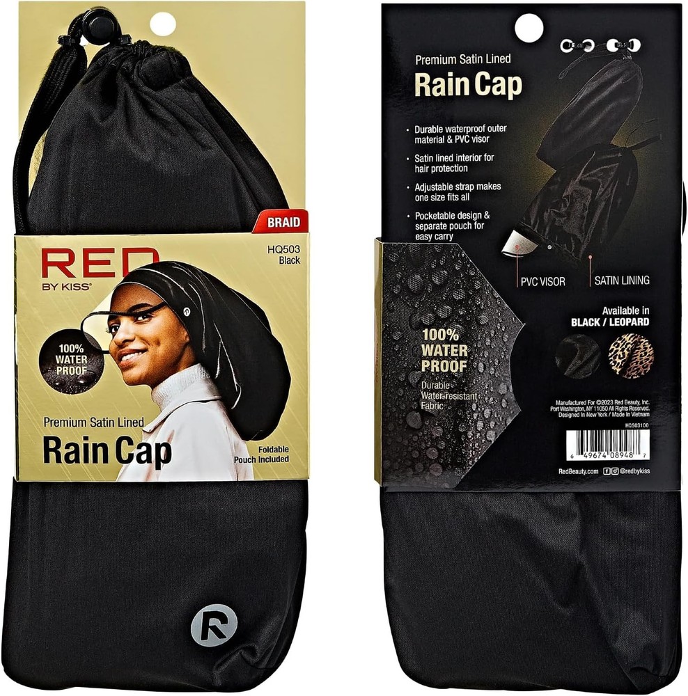 Satin Lined Rain Cap, 100% Waterproof Hair Protection, Adjustable Strap, Pack...