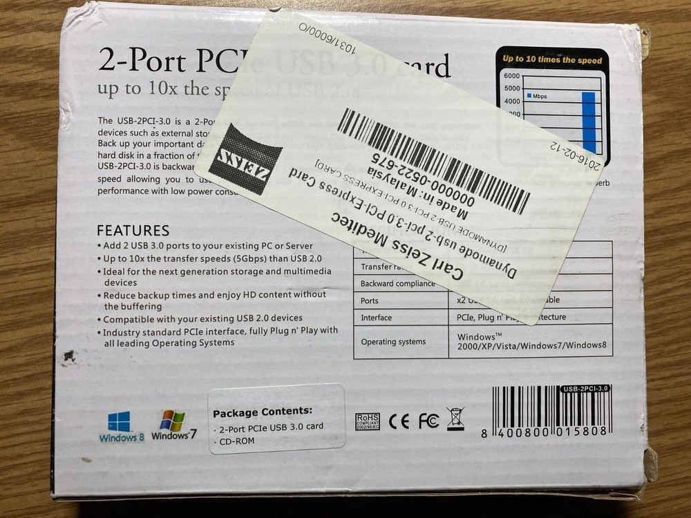 Dynamode 2-port Super Speed PCIe USB 3.0 Card Low Profile Express Superspeed