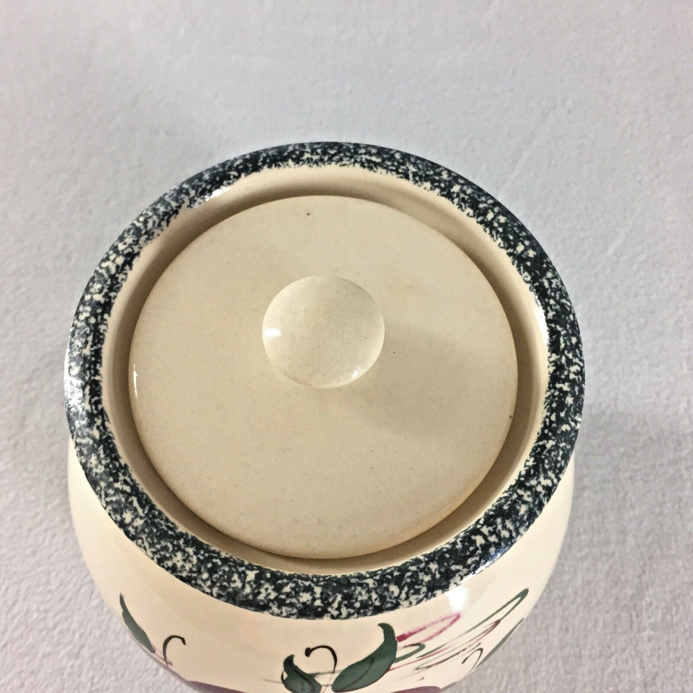 Casey Pottery Marshall TX Large Canister Cookie Storage Jar Apples Pattern 1995