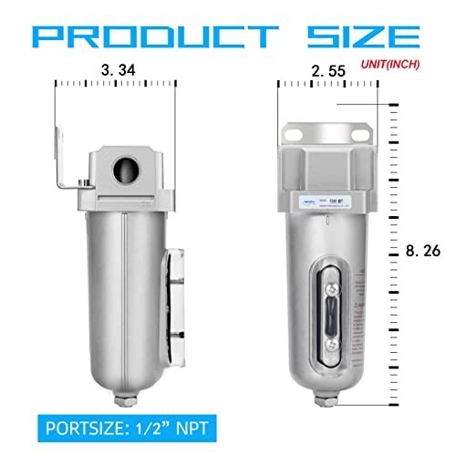 Heavy Duty Compressed Air Desiccant Dryer & Moisture Trap, Inline Filter, Water