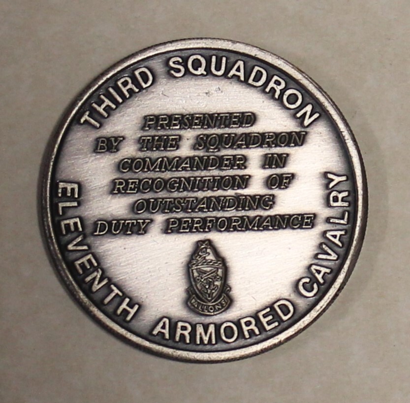 Commander 11th Armored Cavalry 3rd Squadron Army Challenge Coin