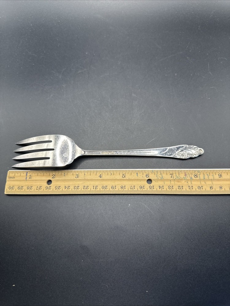 Oneida Community Evening Star Pattern Silver Plate Cold Meat Serving Fork