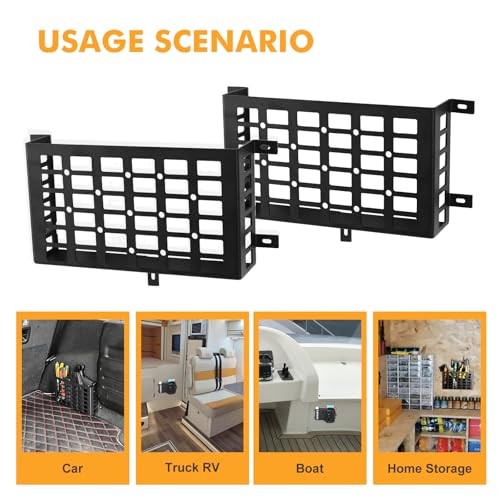 2 Pieces Universal Metal Car Storage Box, Small Cargo Pocket Molle Panel Frame