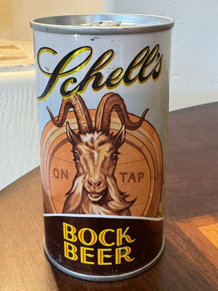 Schell's Bock Beer - Nice Goat! - On Tap - Empty Beer Can - Bottom Opened